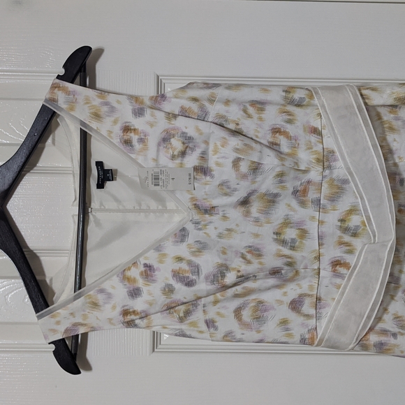 Ann Taylor Linen Blend White Print Dress Size 4 NWT - Picture 2 of 9